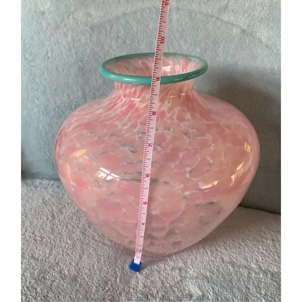 Cohn-Stone Glass Studio Pink Hand Blown Contemporary ART VASE Signed MCM MOD